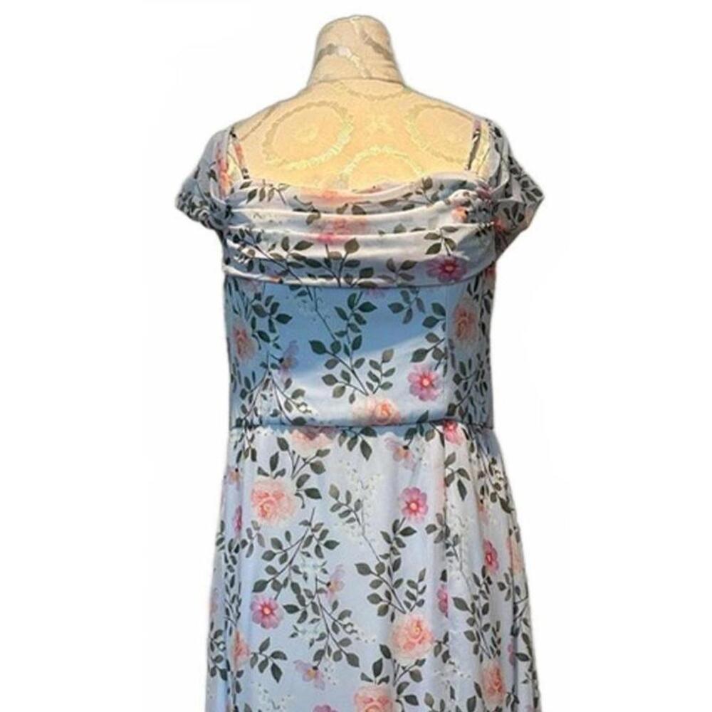 Chic Backless Maxi Dress Spaghetti Strap Swag Sleeves Blue Pink Floral 14